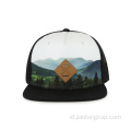 sublimasi snapback hat PU patch dengan logo debossed